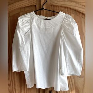 WHIT NY White Puff Sleeve Shirt Size L